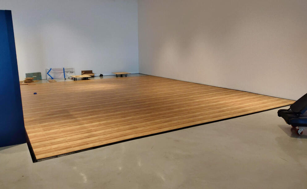 Setting up the 24' x 30' Court before decals are applied